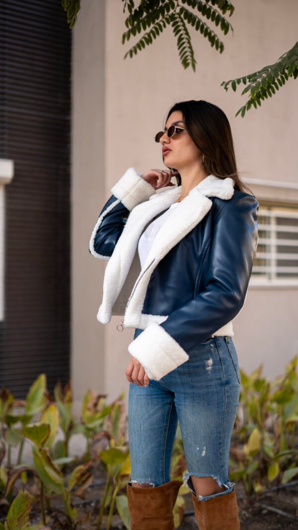 Leather jacket with fur